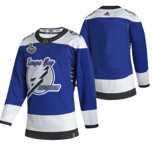 Men's Tampa Bay Lightning Blank 2021 Blue Stanley Cup Final Bound Reverse Retro Stitched Jersey